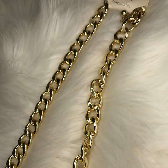 GOLD CRYSTAL RICH PENDANT CHUNKY NECKLACE - Picture 7 of 8